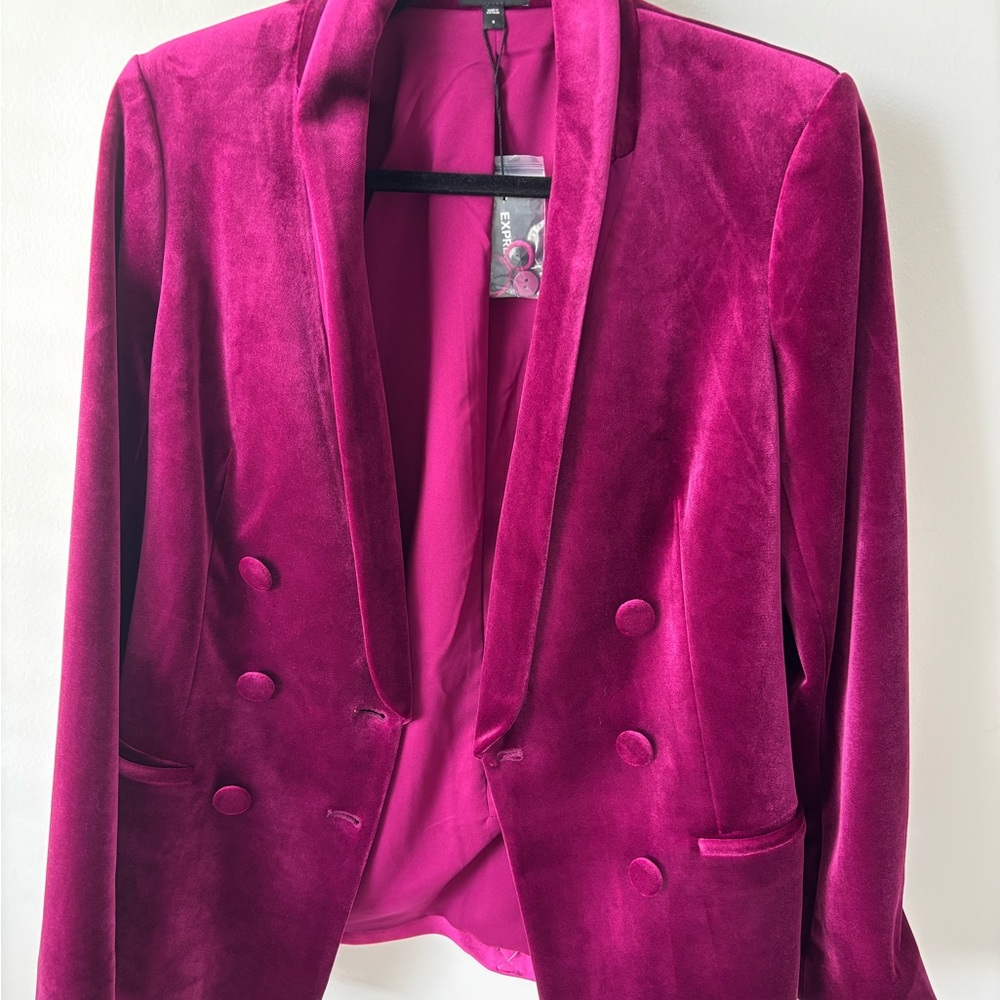 Express Pink Velvet Blazer Tailored Suit Jacket